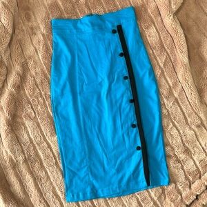 Rock steady turquoise below knee length pencil skirt stretchy fitted size small